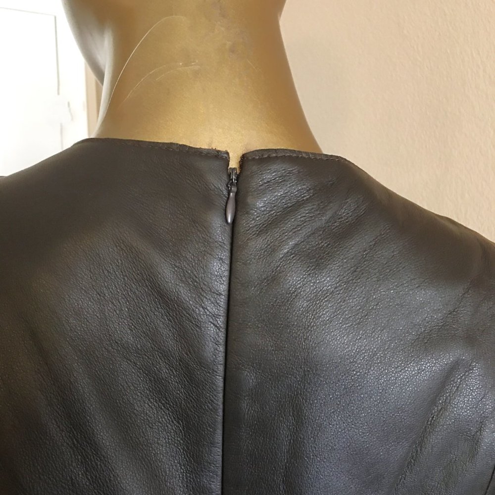 BANANA REPUBLIC Chocolate Brown Leather Dress NEW! - Picture 8 of 11
